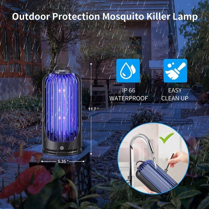 Electric Shock Insect Killer Light USB Powered Rechargeable Bug Zapper Built-in Battery Mosquito Killer Lamp