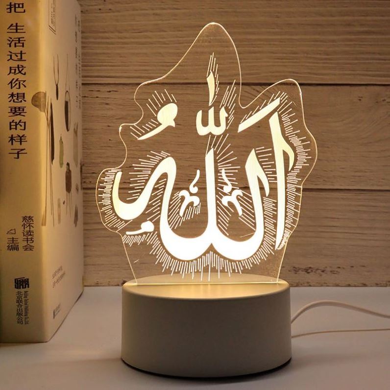 3D  Night Light Islam Eid Mubarak Muslim Ramadan Festival Decorative Lamp  Home Bedroom Party Acrylic Night Lamp