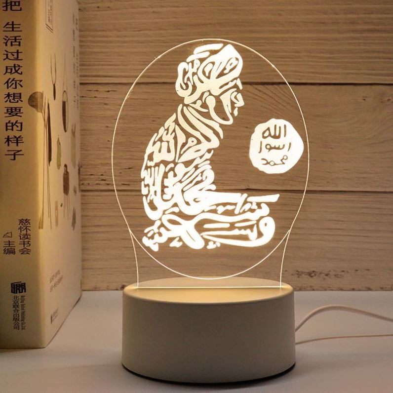 3D  Night Light Islam Eid Mubarak Muslim Ramadan Festival Decorative Lamp  Home Bedroom Party Acrylic Night Lamp