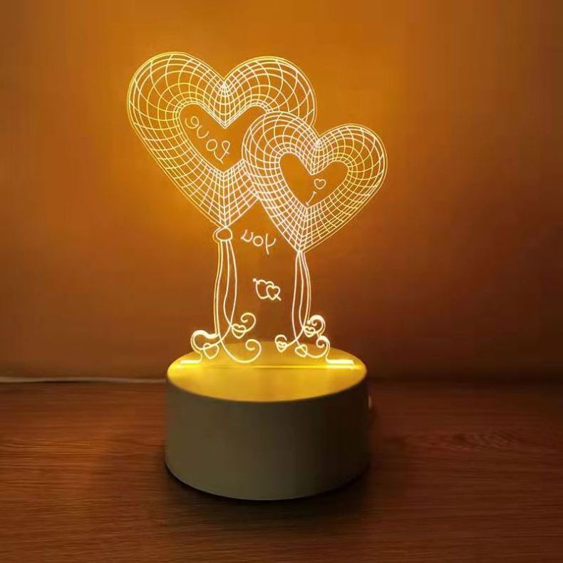 Most Popular Custom Logo 3 Color Changing Lamp 3D LED Acrylic Room Light Night Modern Socket