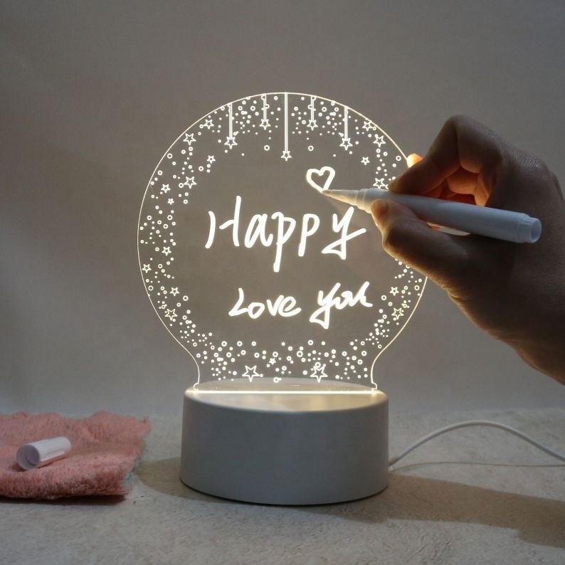 Note Board LED Night Light Message Board With Pen USB Power Decor Night Lamp Gift For Children Girlfriend Decorative Night Lamp