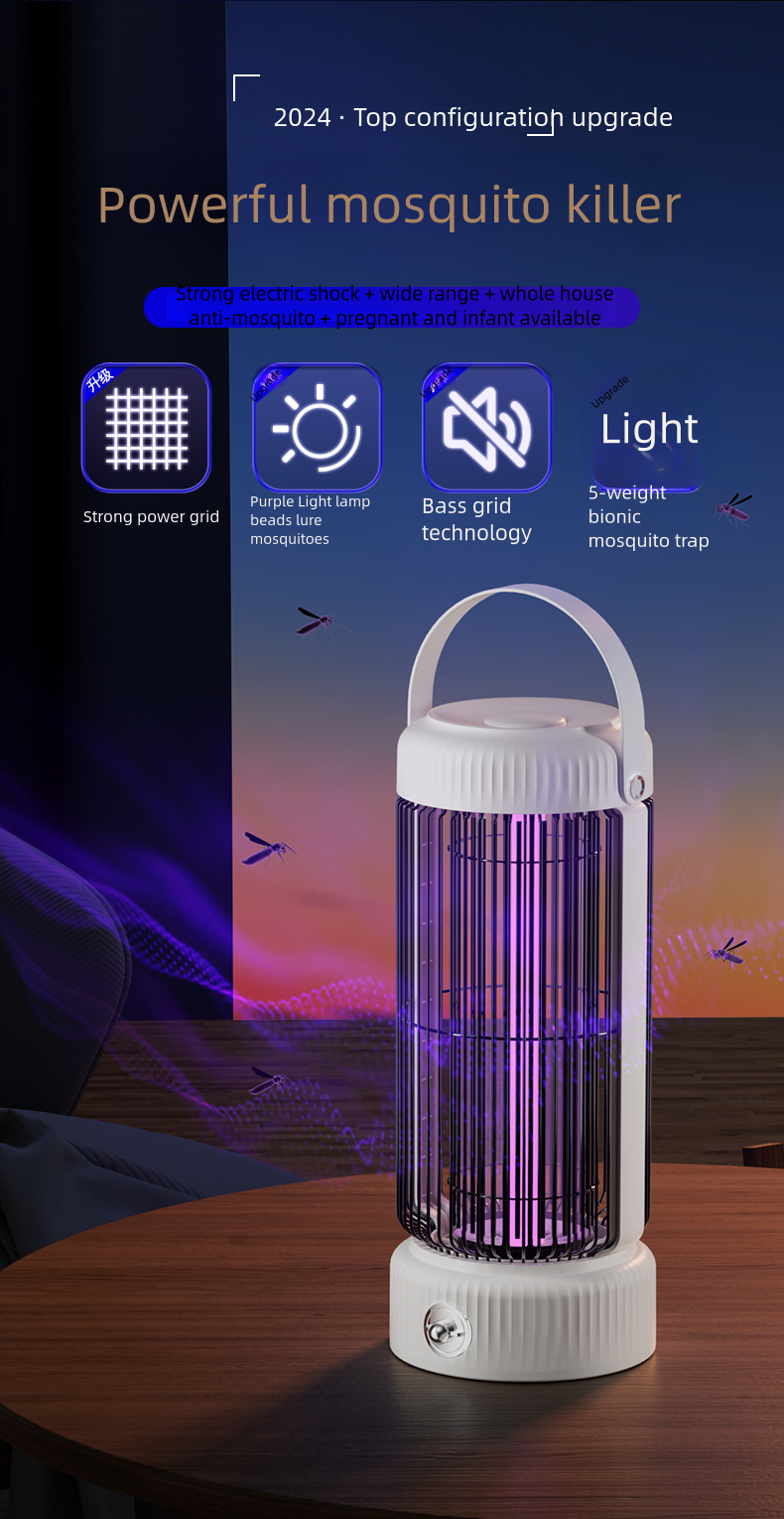 High Power 3000V Mosquito Killer Lamp USB Rechargeable Outdoor Home UV Led Lantern Mosquito Killing Lamp Electronic Bug Zapper