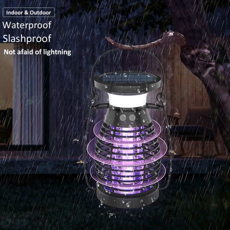 Solar & USB Rechargeable 2000mAh Outdoor Bug Zapper  Home UV Led Lantern Mosquito Killing Lamp Electronic Mosquito Killer