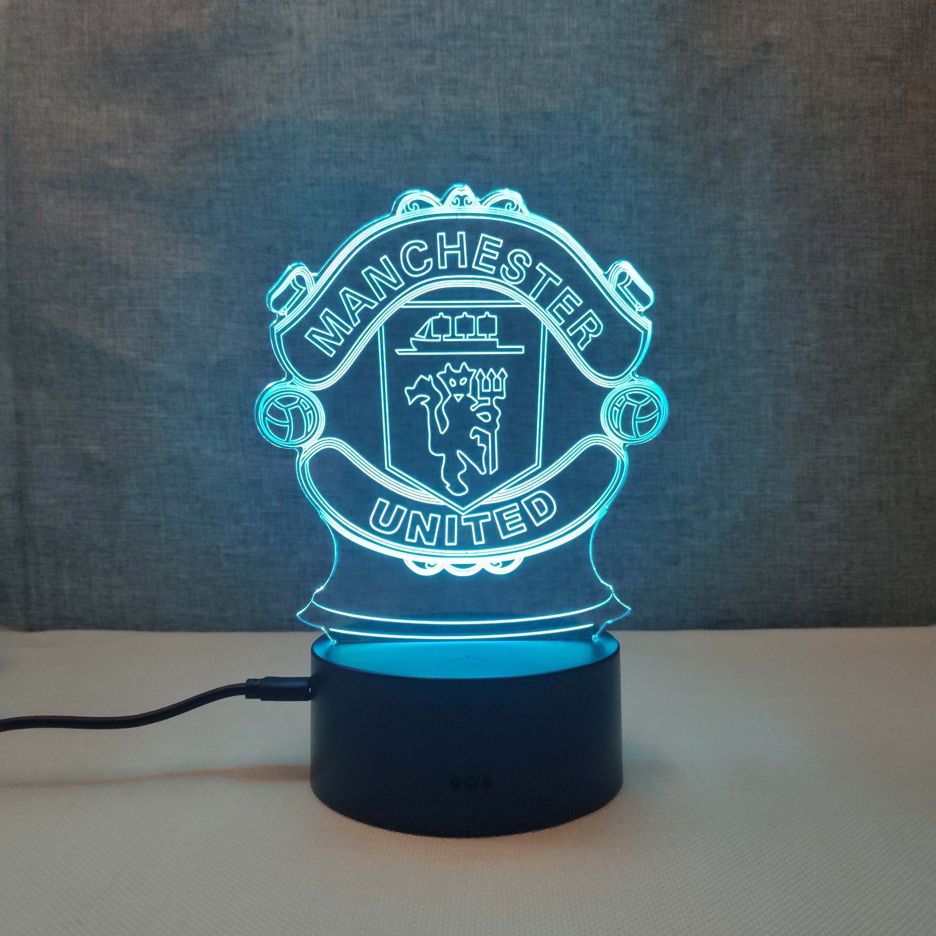 Customize 7 Colors Changing Football Club Night Light Glass Art Optical Illusion Lights 3D Acrylic Led Lamp For Home Decor