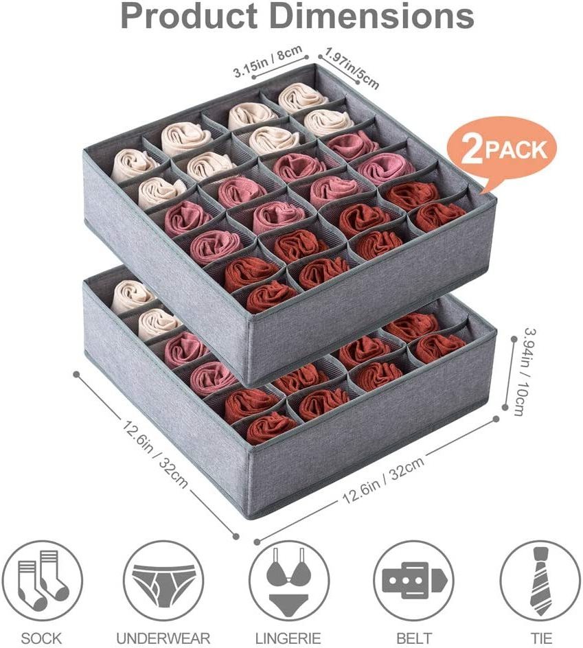 24 Cells Collapsible Drawer Organizer Divider Closet Cabinet Organizer Underwear Storage Boxes Socks Organizer