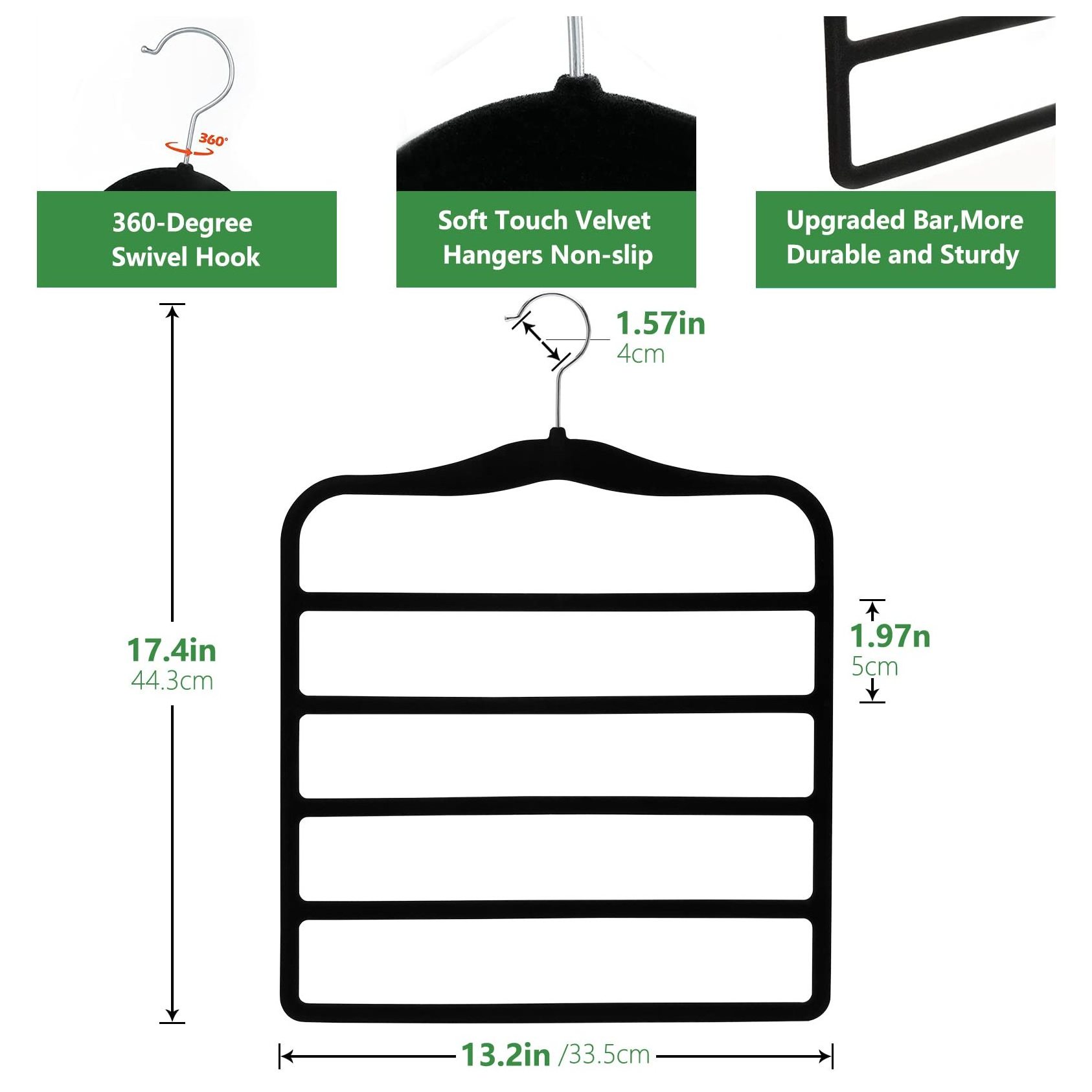 Organization and Storage 3 Pack Pants Hangers Space Saving Closet Organizers and Storage Non Slip Velvet Hanger