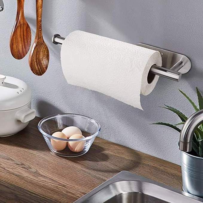 High Quality Under Cabinet Wall Mount Adhesive Paper Towels Rolls Stainless Steel Kitchen Roll Holder