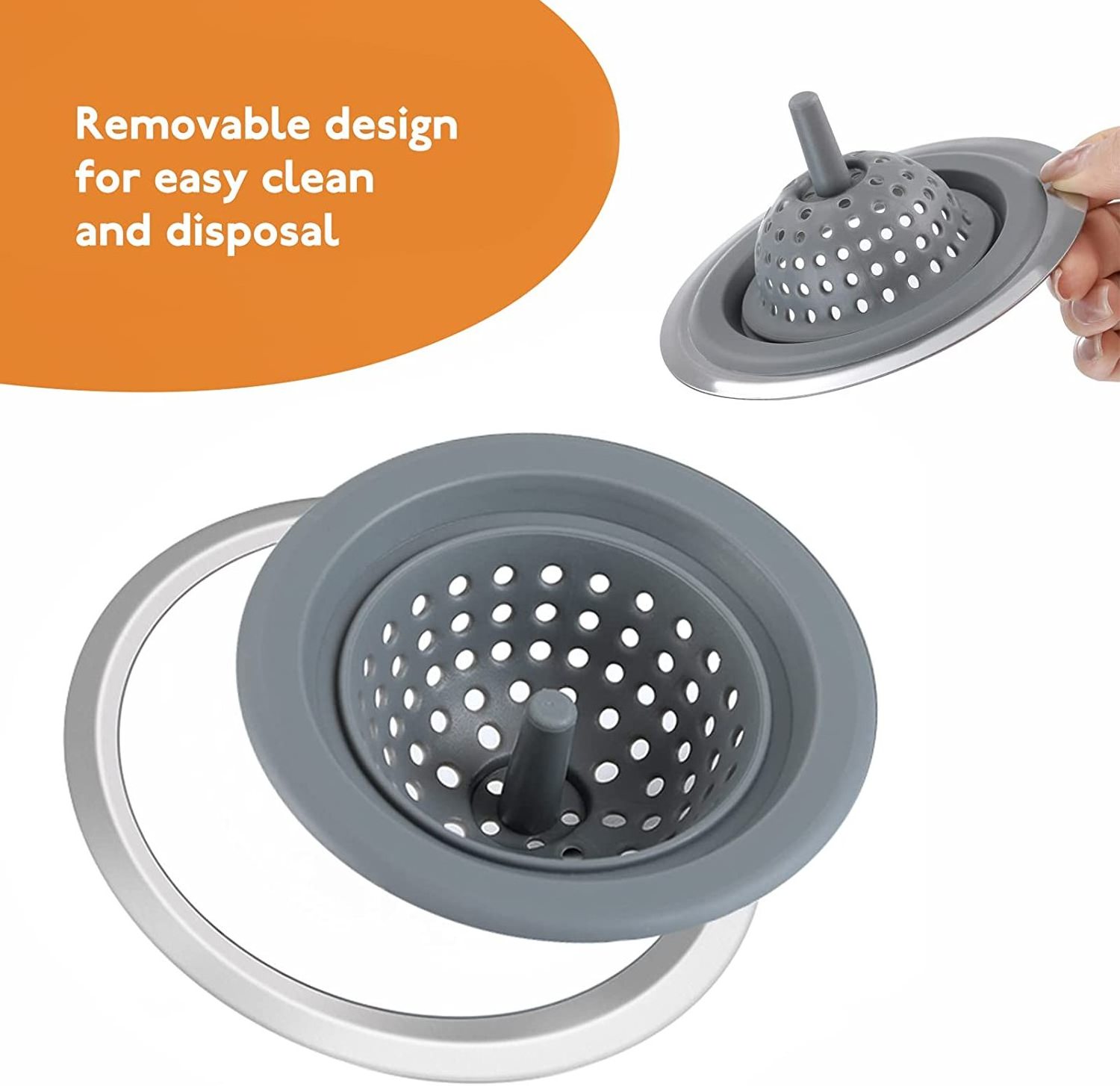 Kitchen Drain Filter Basket Silicone Sink Stopper Kitchen Figural Sink Strainer with Stainless Steel Edge