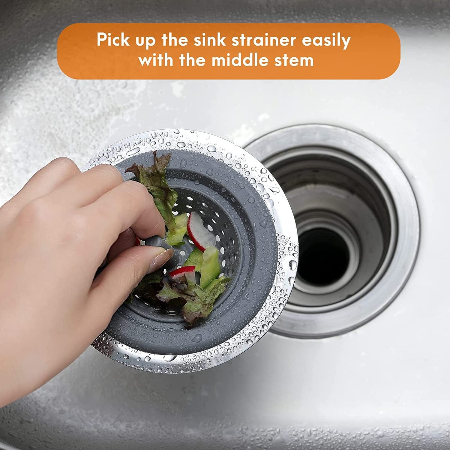 Kitchen Drain Filter Basket Silicone Sink Stopper Kitchen Figural Sink Strainer with Stainless Steel Edge