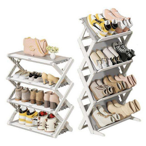 Multifunctional installation free shoe rack cabinet storage rack 4 layers non-woven layer folding simple storage rack