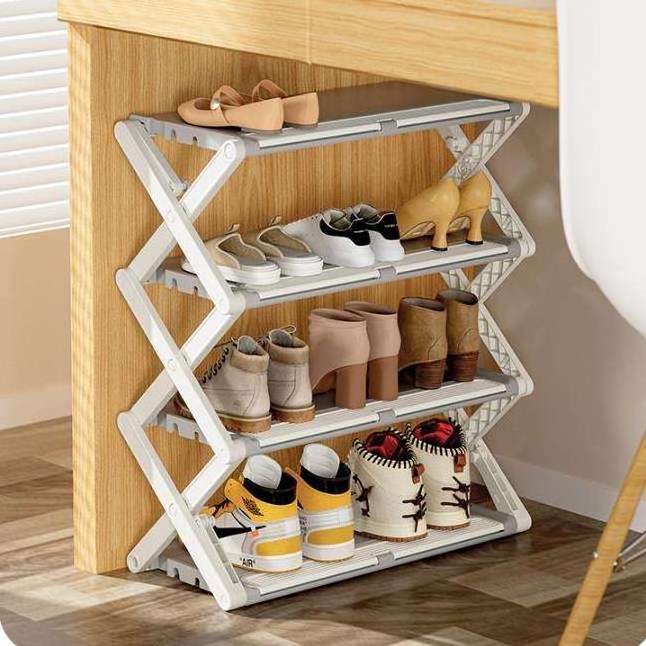 Multifunctional installation free shoe rack cabinet storage rack 4 layers non-woven layer folding simple storage rack