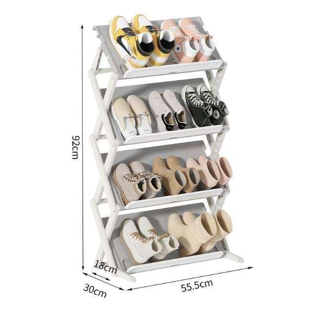 Multifunctional installation free shoe rack cabinet storage rack 4 layers non-woven layer folding simple storage rack