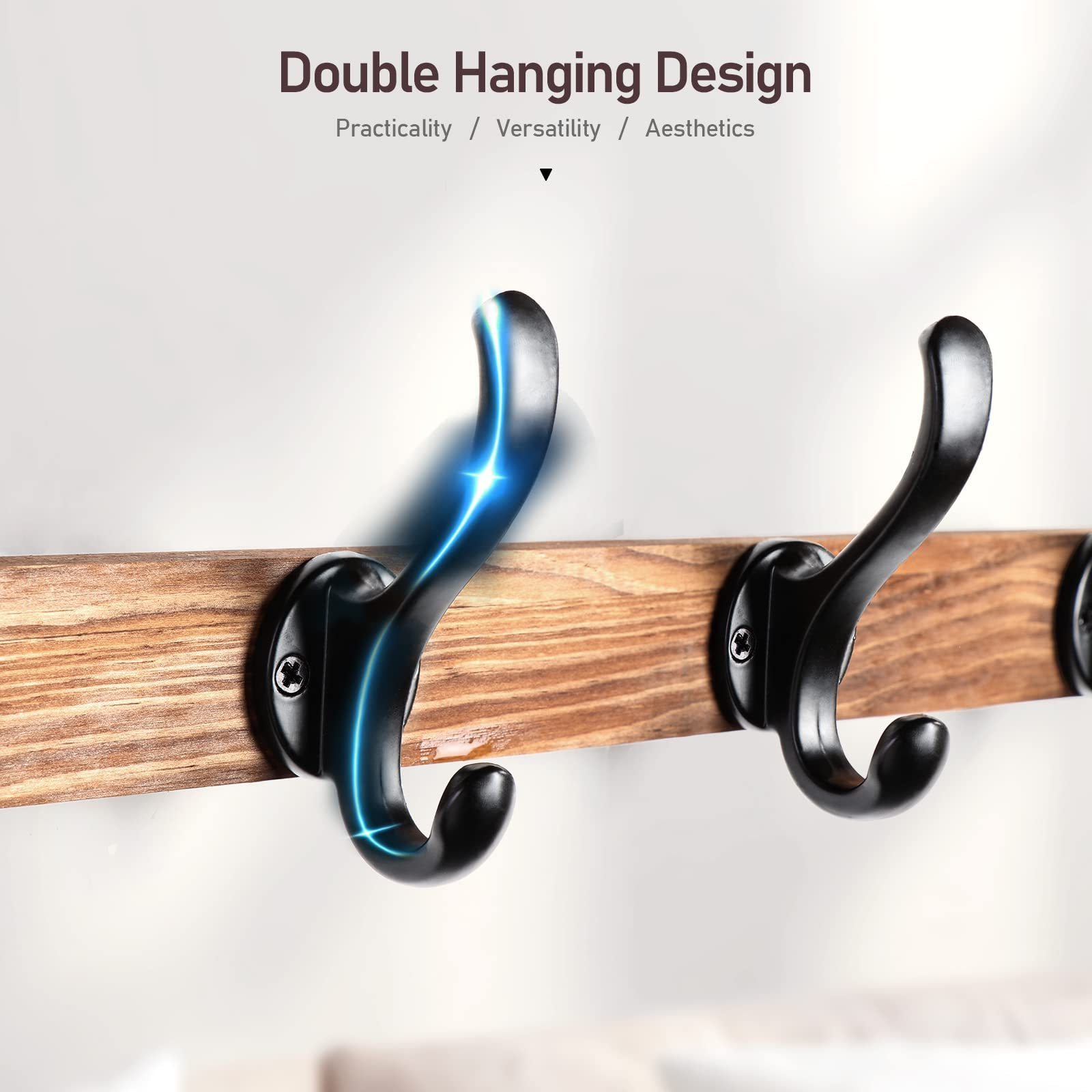 Coat Rack Wall Mount with Shelf Wood Wall Hooks with Storage Entryway Shelf with 5 Hangers for Bathroom