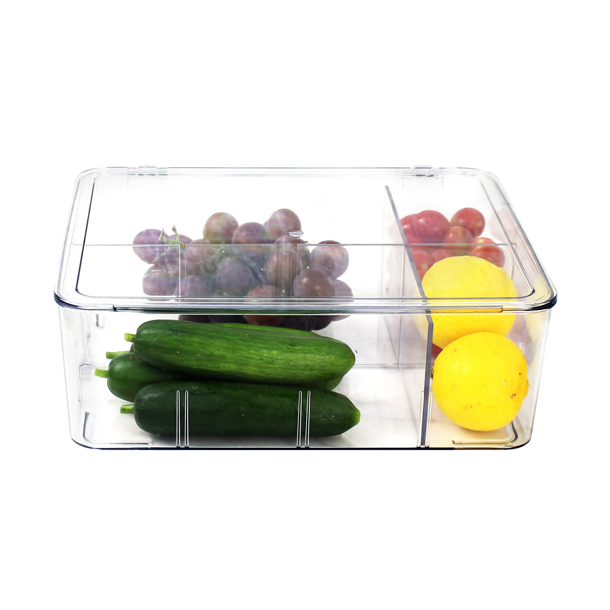 Stackable Cloth Organizer Bins Plastic Pantry Organization Storage Clear Bins with Removable Dividers