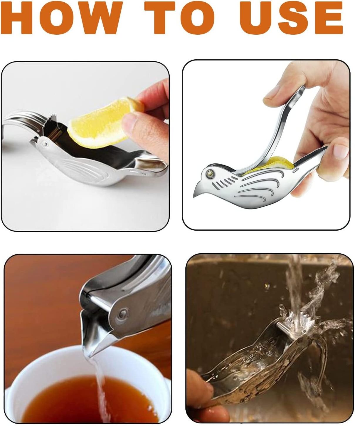 2024 Stainless Steel Fish Bird Lemon Squeezer Juicer Metal Manual Stainless Steel Lemon Squeezer