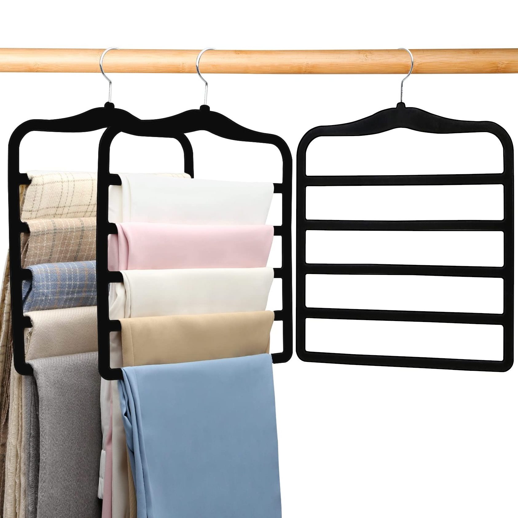 Organization and Storage 3 Pack Pants Hangers Space Saving Closet Organizers and Storage Non Slip Velvet Hanger