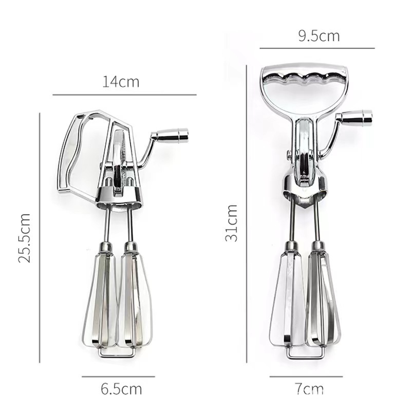 Manual Stainless Steel Kitchen Mixer Hand Egg Beaters Tools Hand-operated Semi-automatic Rotary Mixer Egg Whisk Beater