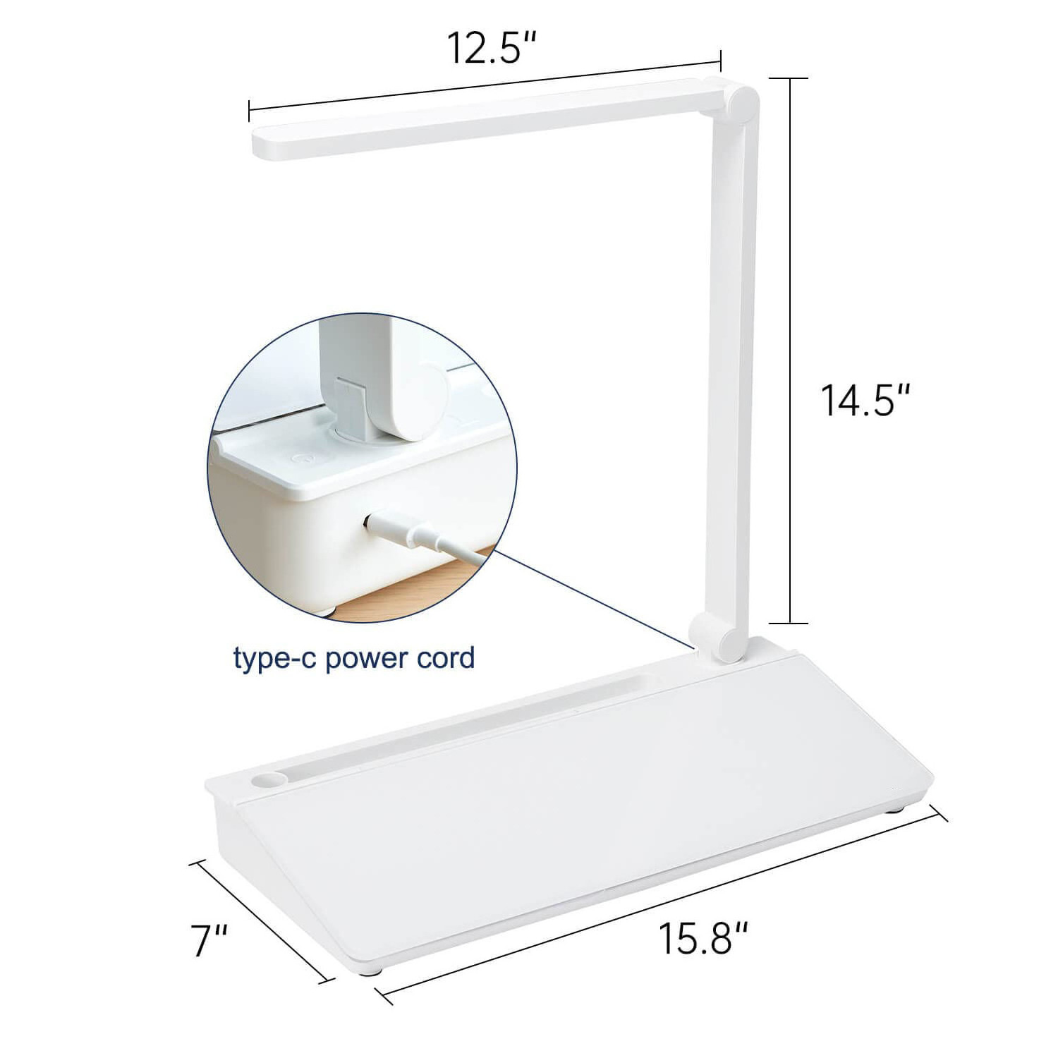 Desktop Whiteboard Dry Erase Board Lamp Swing arm Desk Lamps with Keyboard Stand White Board LED Table Light Desk Organizer