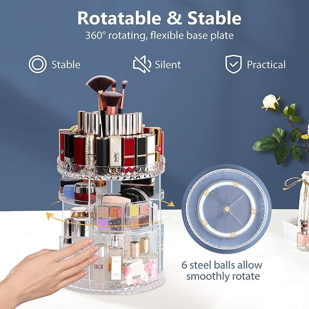 Rotating Makeup Organizer DIY Adjustable Spinning Holder Make Up Holder Display Cases