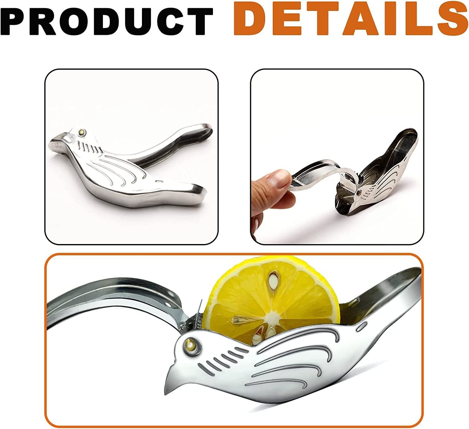 2024 Stainless Steel Fish Bird Lemon Squeezer Juicer Metal Manual Stainless Steel Lemon Squeezer