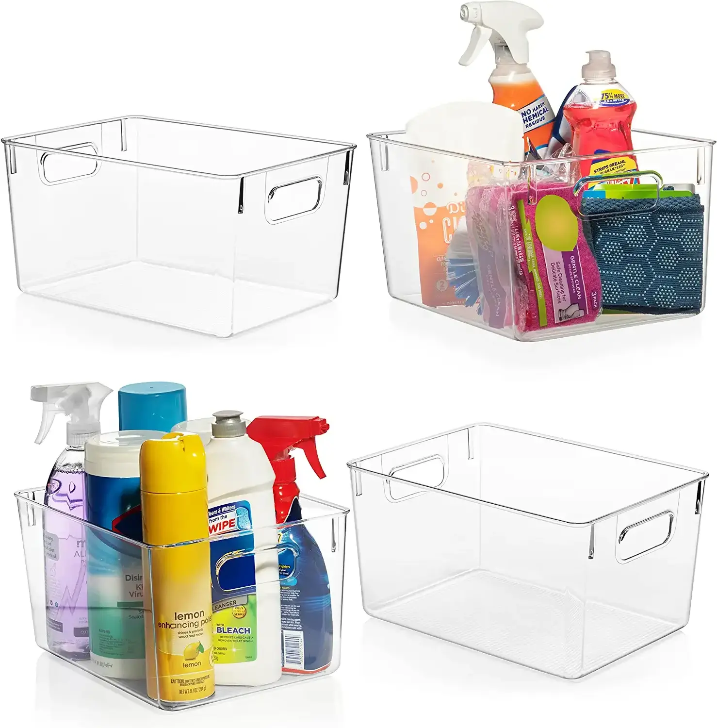 Plastic Storage Kitchen Pantry Organization Bins Fridge Caddy Organizer