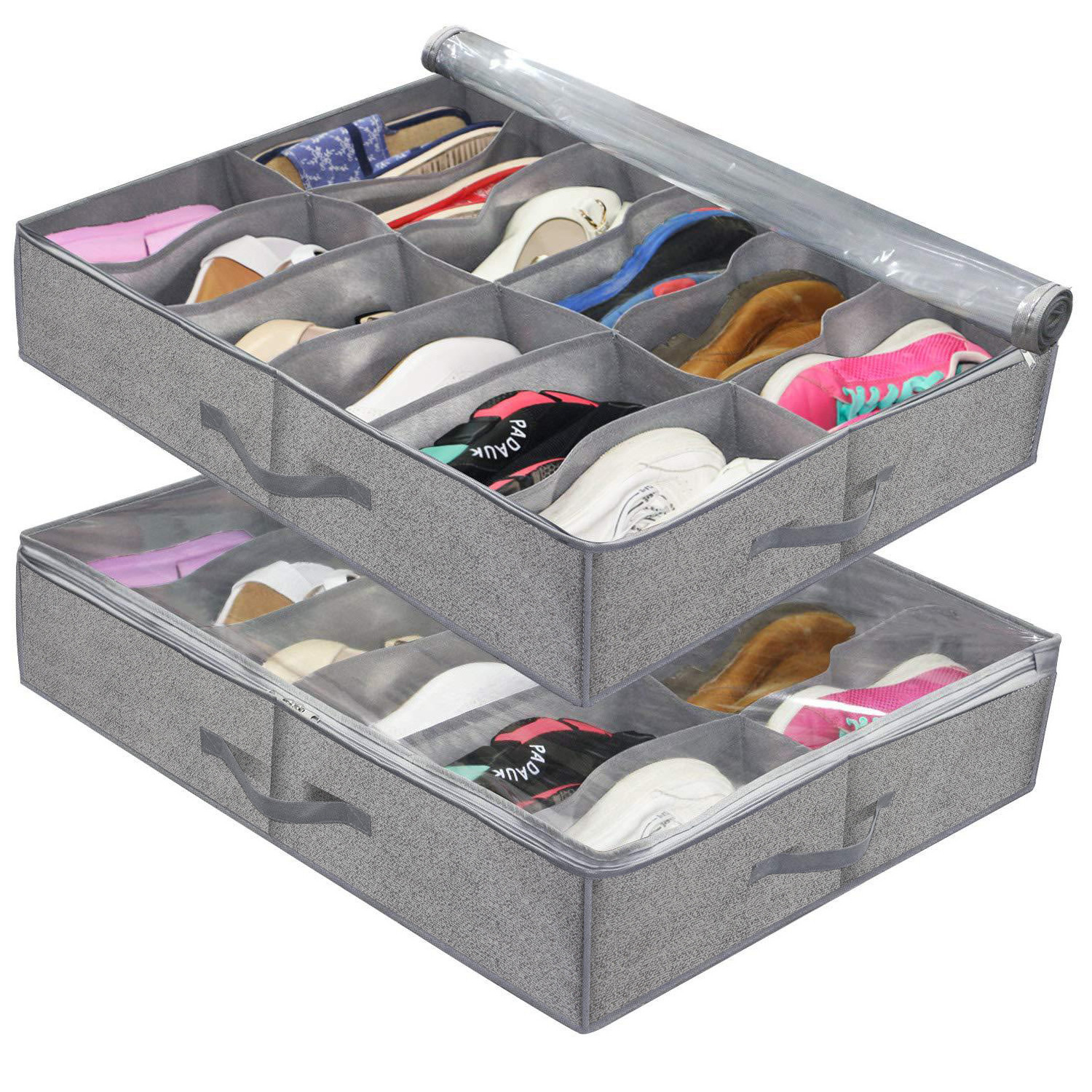 High Quality Custom Under Bed Storage Bag Compartment Folding Drawer Non Woven Storage Underbed Shoe Storage Organizer