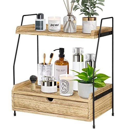 Wood Kitchen Countertop Organizer Coffee Bar Accessories and Organizer Countertop Coffee Station Organizer with Drawer