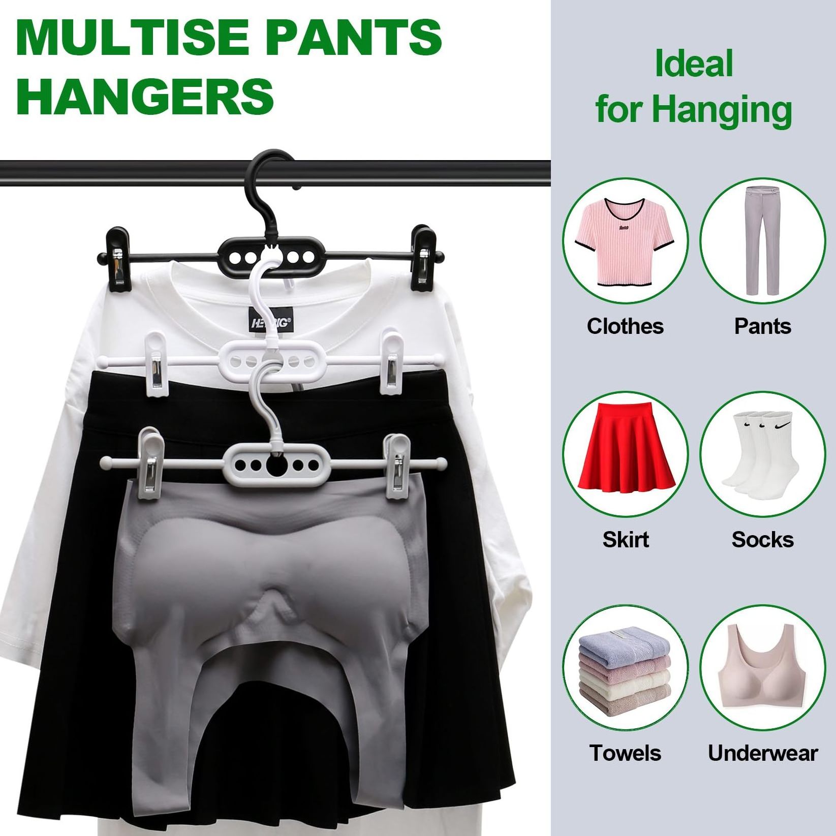 Closet Organizers and Storage Pants Hangers Space Saving Closet Organizer Short Skirt Hangers with Clips