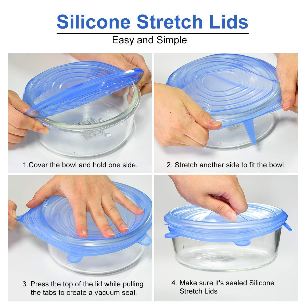 Silicone Stretch Lids Reusable Durable Food Storage with Covers Lid Bowl Different Sizes Meal Prep Containers