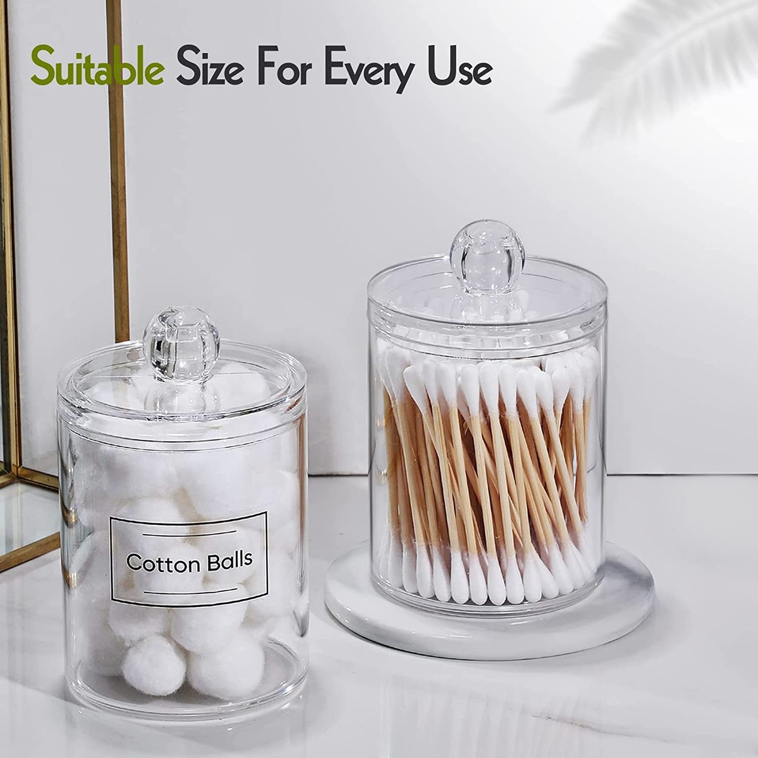 High Quality Plastic Apothecary Jar Bathroom Canister Storage Organization Transparent Plastic Cotton Swab Ball Pad Holder