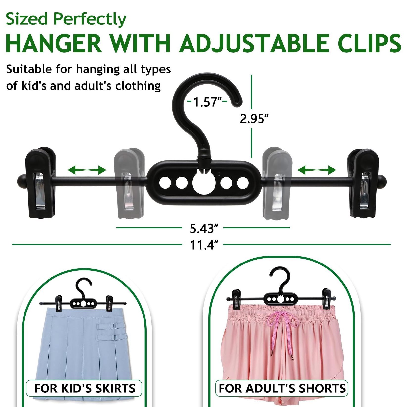 Closet Organizers and Storage Pants Hangers Space Saving Closet Organizer Short Skirt Hangers with Clips