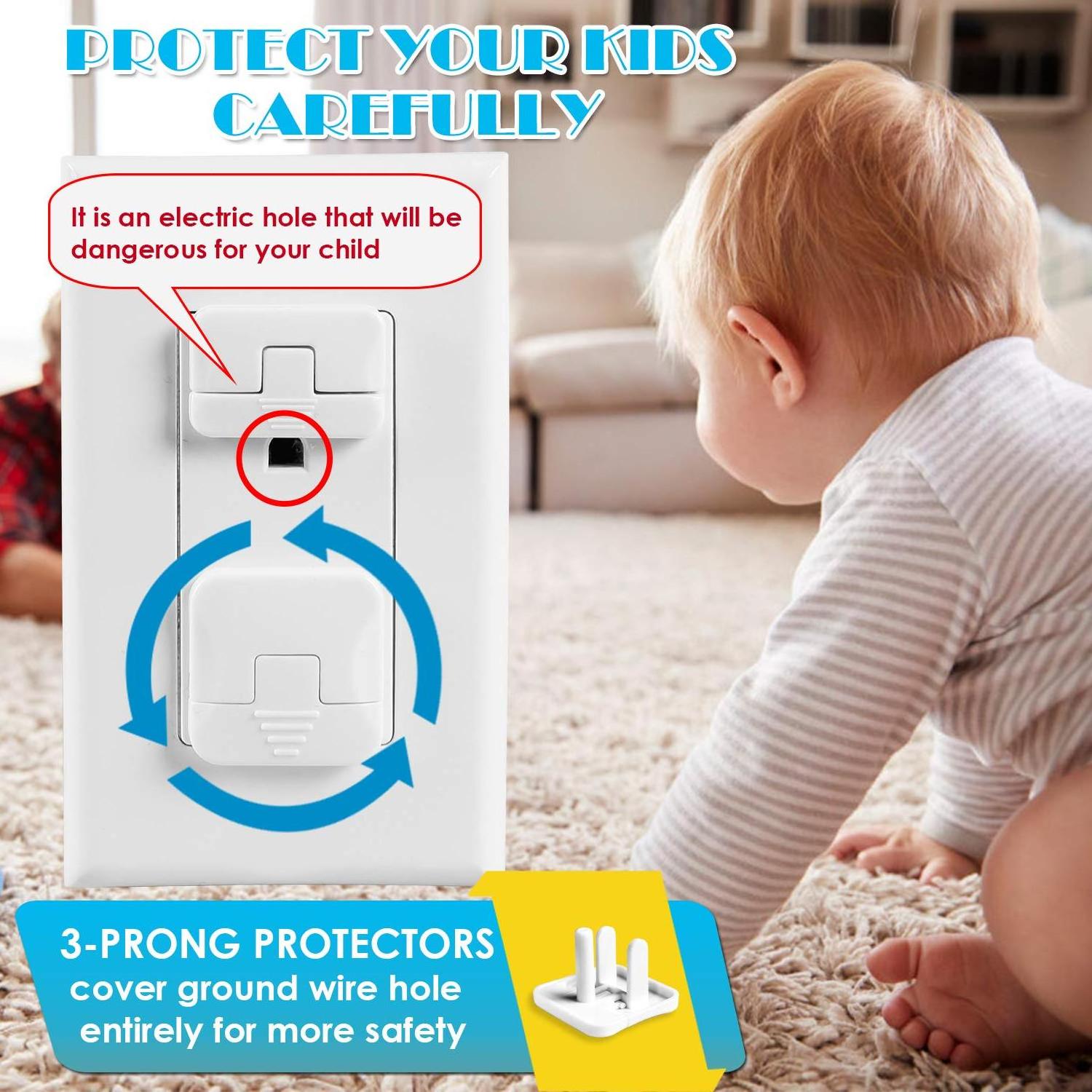 White Child Proof Electrical Protector Safety Improved Baby Safety Plug Covers Baby Proof Outlet Cover