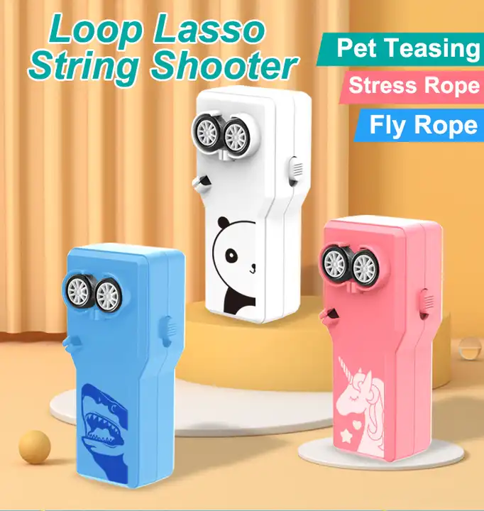 Hot Selling Rope Launcher Propeller Pet Cat Teaser Toys Electric Loop Lasso String Shooter Toy Loop Lasso with light