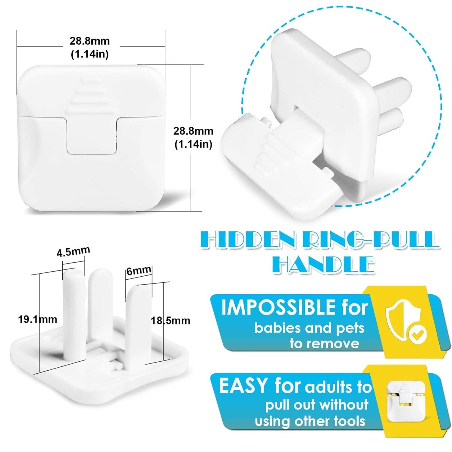 White Child Proof Electrical Protector Safety Improved Baby Safety Plug Covers Baby Proof Outlet Cover