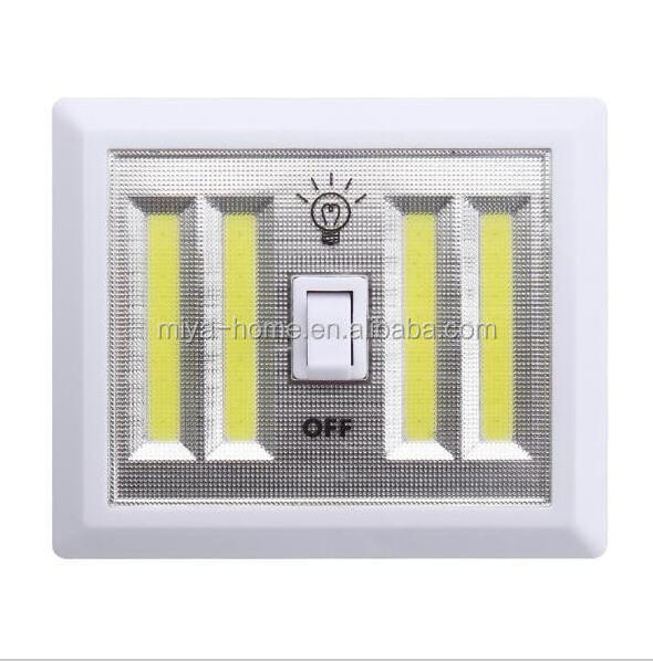 Magnetic 4 COB LED Light Switch Wall Night Lights / Battery Operated Cabinet Garage Closet lamp / Camping Emergency Lamp