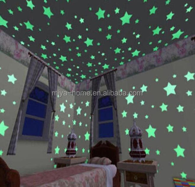 Hot sale100PCS Colorful Luminous Home Glow In The Dark Stars Wall Stickers / Decal for Kids Baby Rooms Fluorescent Sticker decor