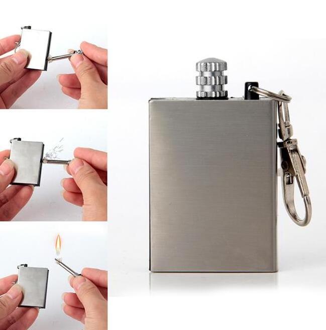 Stainless steel million matches / square shell metal waterproof lighter / permanent lighter keychain