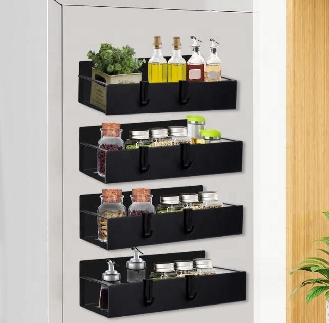 Multifunctional Kitchen Magnetic Suction Spice Rack / Moveable Fridge Storage Organizer Shelf For Refrigerator / Hanging Rack