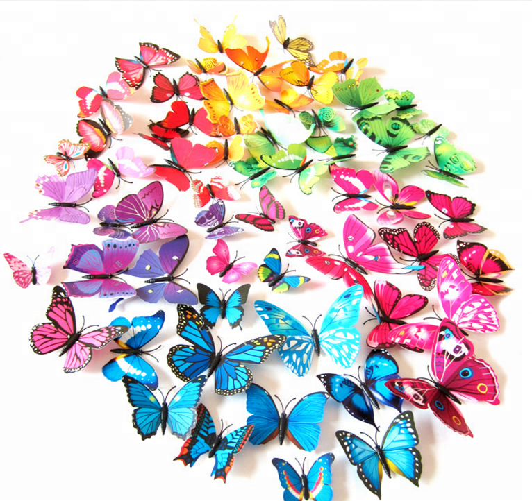 12pcs 3D printing simulation butterfly magnetic wall stickers refrigerator stickers set / Bedroom decoration sticker