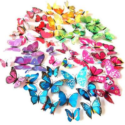 12pcs/ set colorful butterfly magnetic fridges sticker / refrigerator decoration 3D wall sticker / wedding decoration brooch