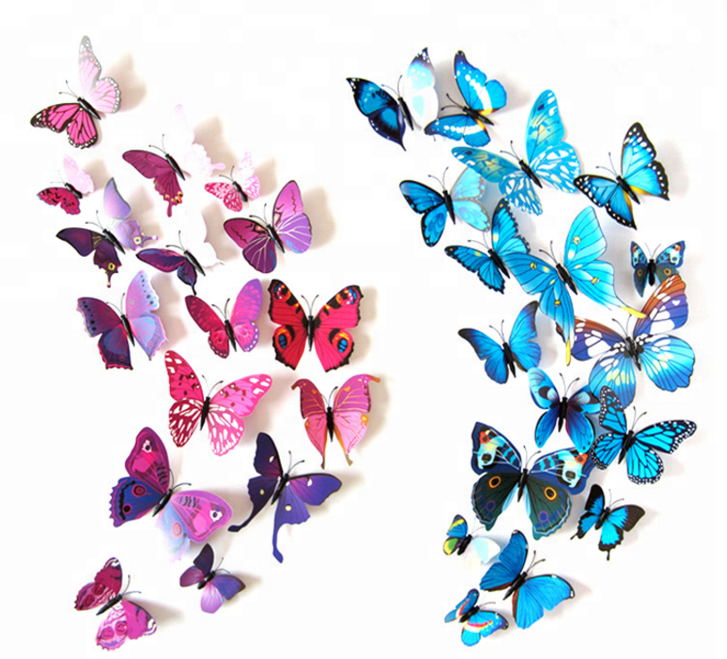 12pcs 3D printing simulation butterfly magnetic wall stickers refrigerator stickers set / Bedroom decoration sticker