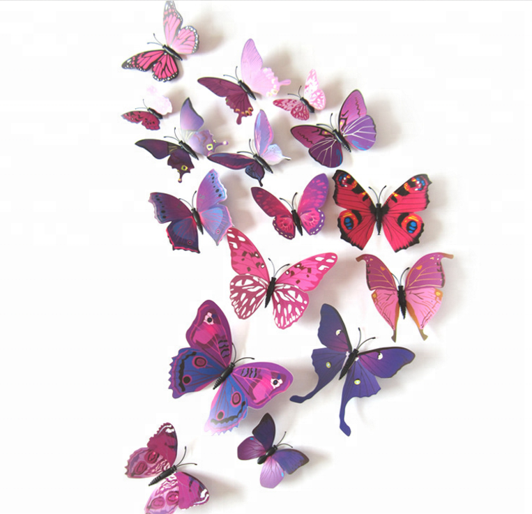 12pcs 3D printing simulation butterfly magnetic wall stickers refrigerator stickers set / Bedroom decoration sticker