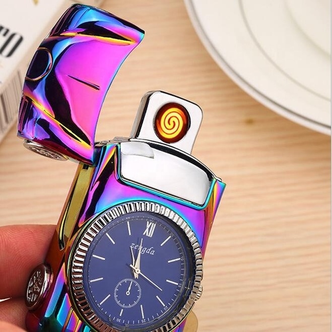 High quality Car men gift USB Electric Lighter rechargeable watch lighter / Rechargeable USB Lighter Electronic Watches