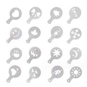 New design 16 PCS Plastic Template Coffee Stencil  / cake decorating coffee stencil