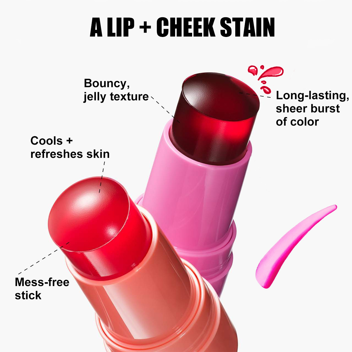 Wholesale Longlasting Jelly Blush Private Label Cosmetics Blush Jelly Lip Tint Makeup Cheek Blush Stick