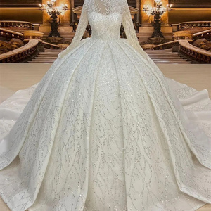 Luxury Sparky Appliques Plus Size Ball Gown Wedding Dresses Bridal Dresses Istanbul Beaded Bride Wedding Gowns