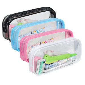 PVC Pencil Bag Zipper Pouch Clear Transparent Waterproof Plastic Pvc Storage Box Pen Case For Students