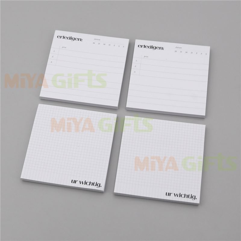 custom colored line grid dot message simple post memo sticky note pad quality paper 3X3 inch with cardboard