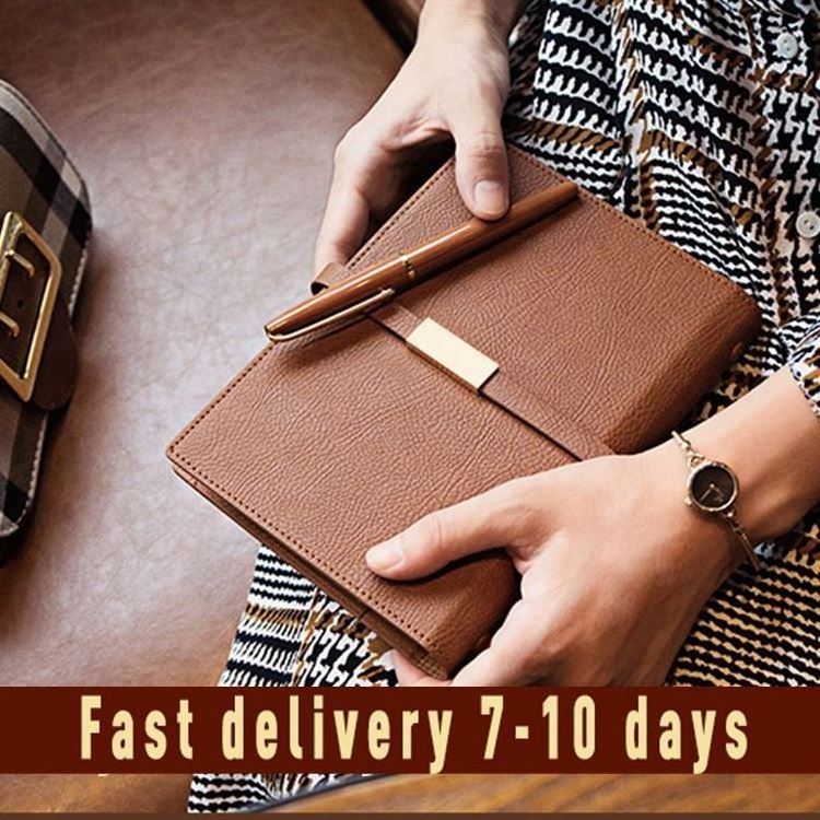 8.5*11 oem embossed logo printing pu leather business agenda holder covers