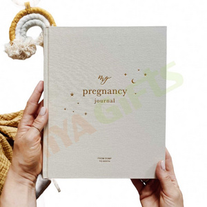 custom linen cloth bound large keepsake pregnancy journal memory photo book with sticker milestone notebook parents to be